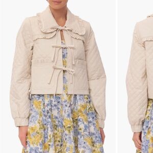 Quilted Cotton Tie Front Jacket